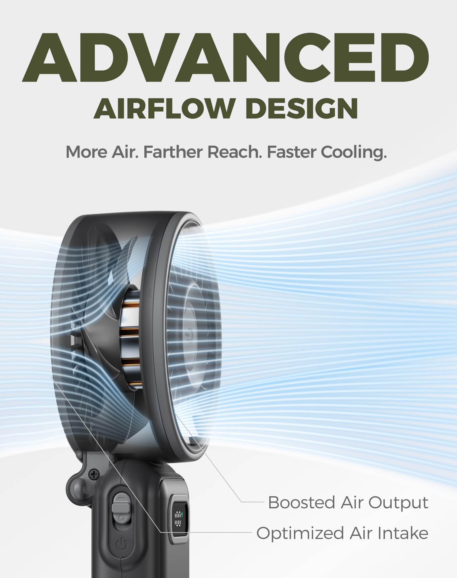 Diveblues Portable Turbo Fan, 100 Speed Handheld Fan with Strong Airflow, Foldable 4 in 1 Personal