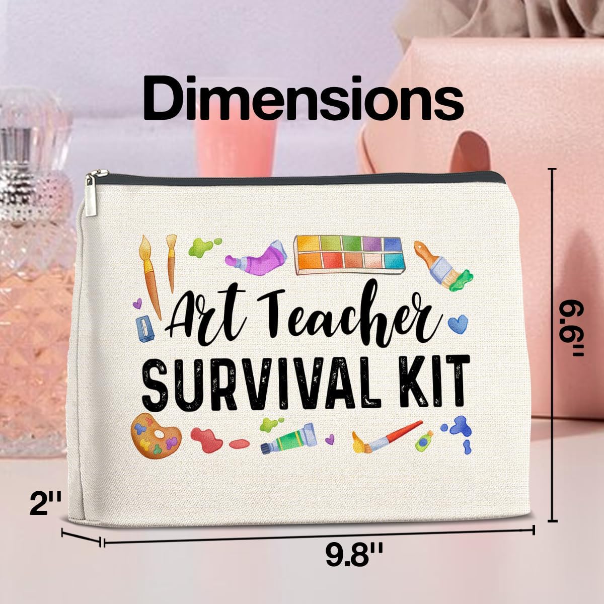 Art Teacher Gifts Makeup Bag Thank You Gifts for Art Teacher Survival Kit Zipper Makeup Pouch