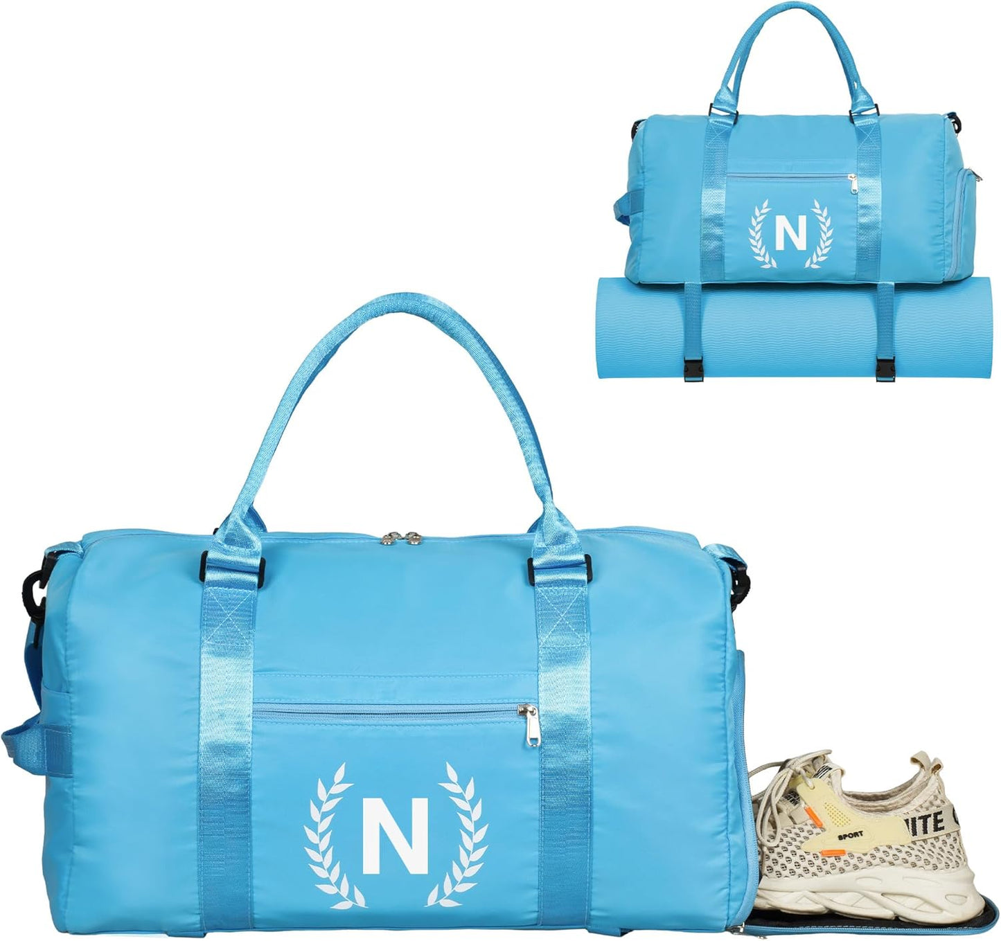 Gym Bag for Women, Personalized Duffle Bag with Shoe Compartment, Sports Bag for Yoga & Dance with