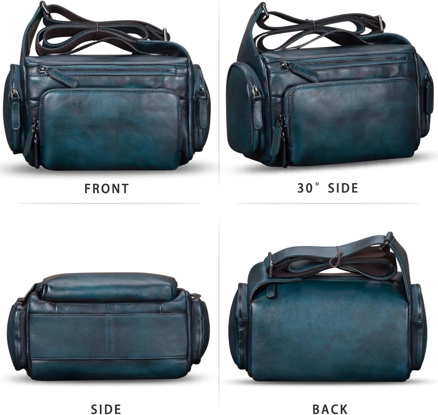 IVTG Genuine Leather Messenger Bag for Men Crossbody Shoulder Pack Satchel Casual Sling Daypack Work Business Daypack