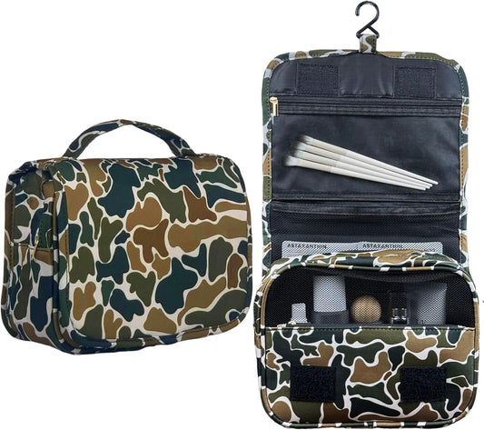 Crazy Bison Hanging Travel Toiletry Bag Kit Makeup Bag Cosmetics Organizer for Men Women (Duck Camouflage)