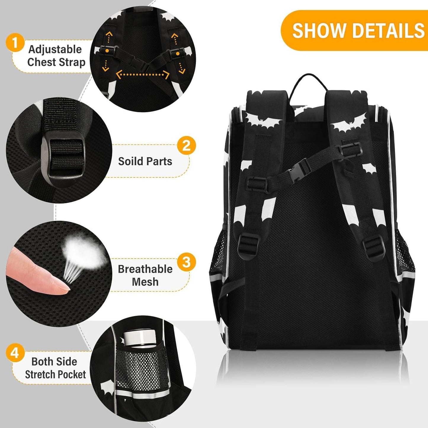 Bats Gothic Cute Backpack For Girls Kids Backpack Boys Teen School Bag Bookbag Travel Daypacks