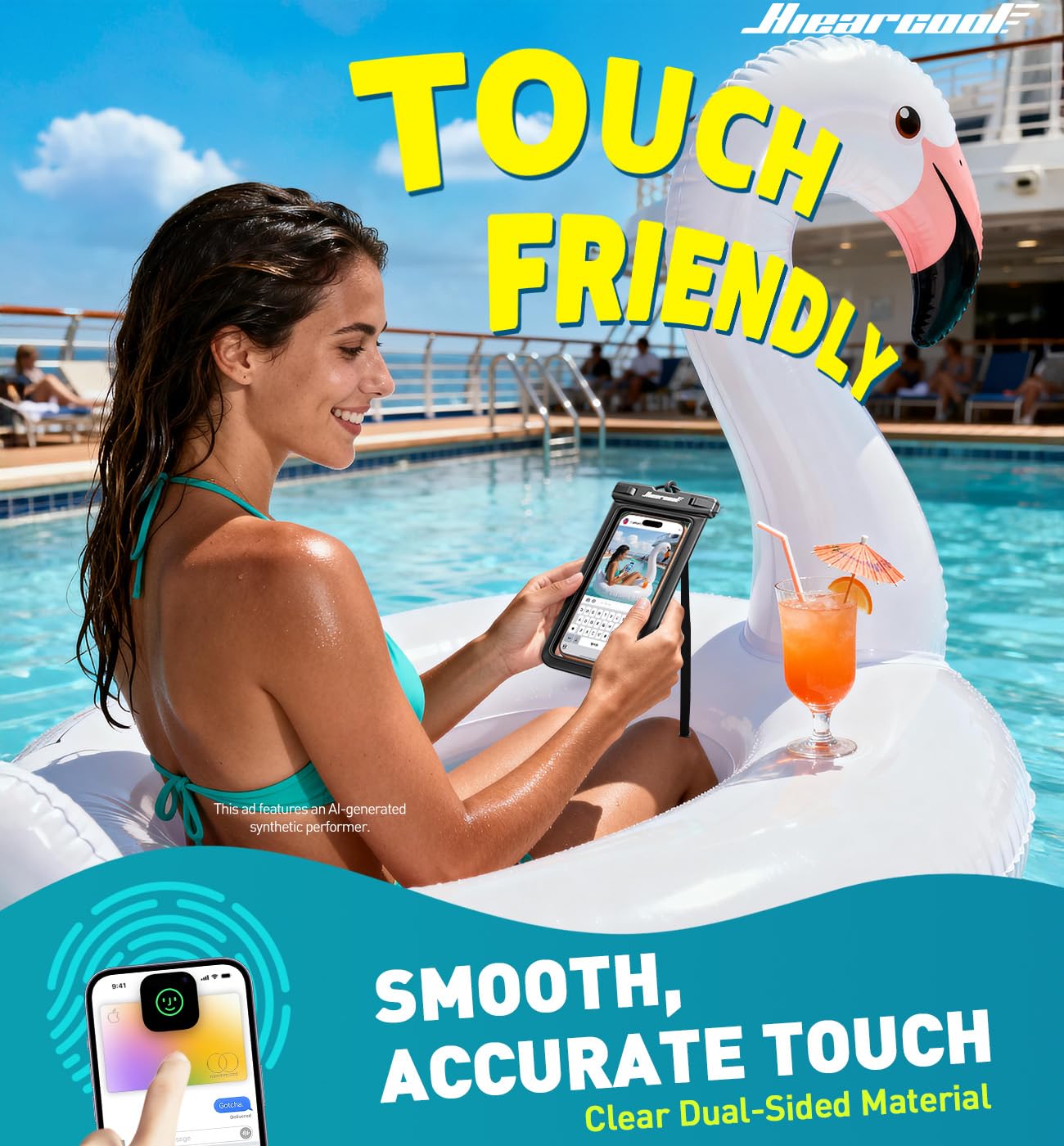 Hiearcool Waterproof Phone Pouch, Universal Case Compatible for iPhone 17 16 15 14 13 Pro Max Plus