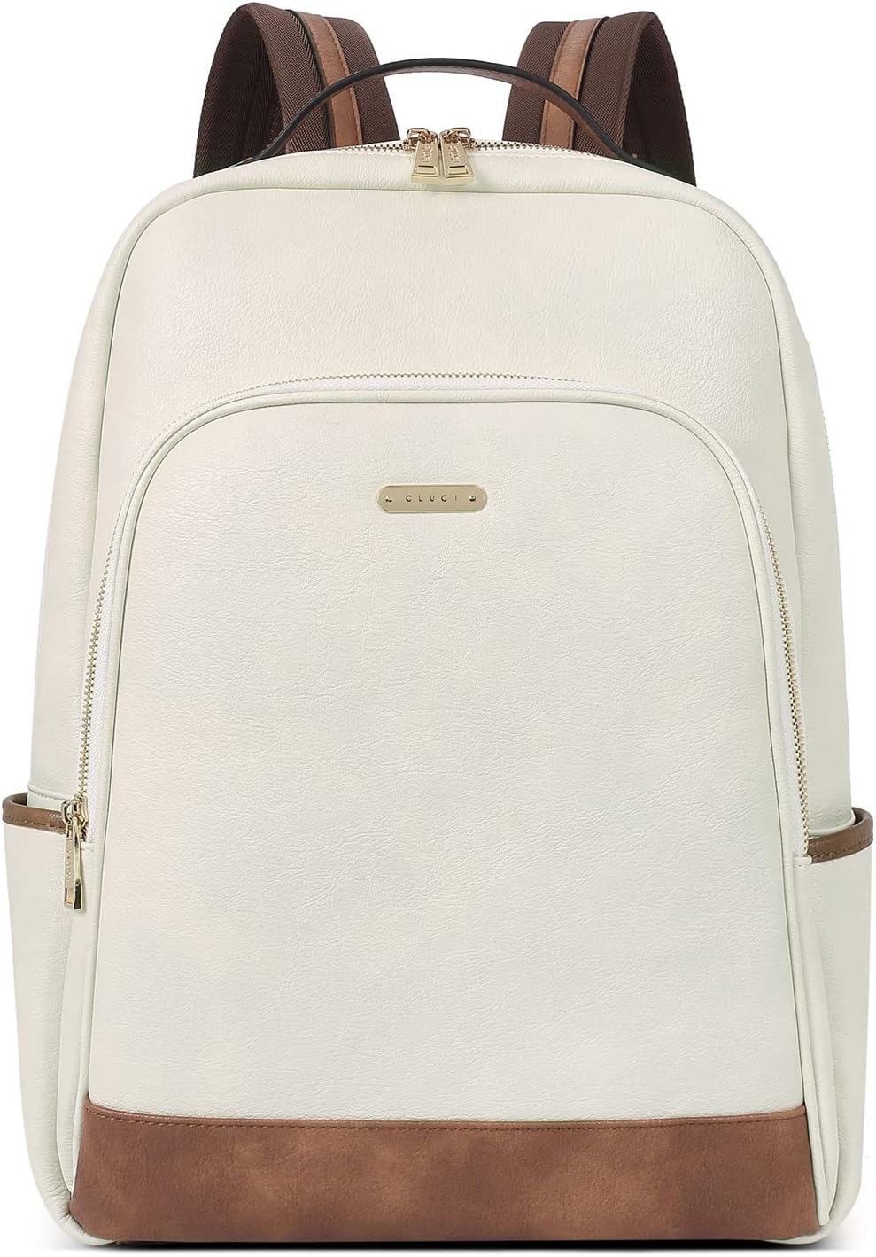 CLUCI Leather Backpack for Women 15.6 inch Laptop Backpack Purse Computer Backpack for Travel