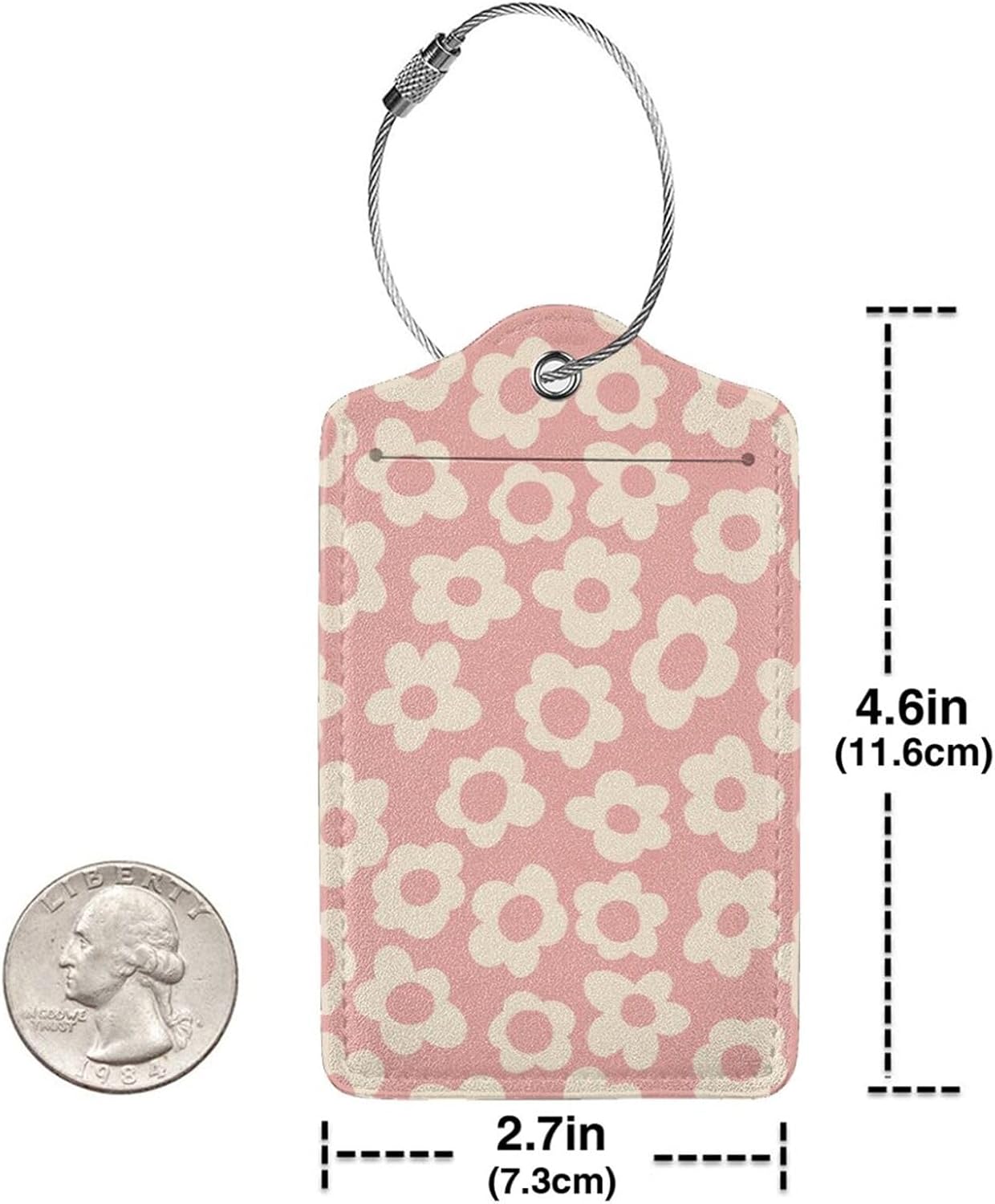 2 Pack Luggage Tag for Suitcase, Cute Leather Suitcase Tags Identifiers with Privacy Name Address Labels Durable Steel Loop for Women Men Girl Travel (Cute Pink Flower)