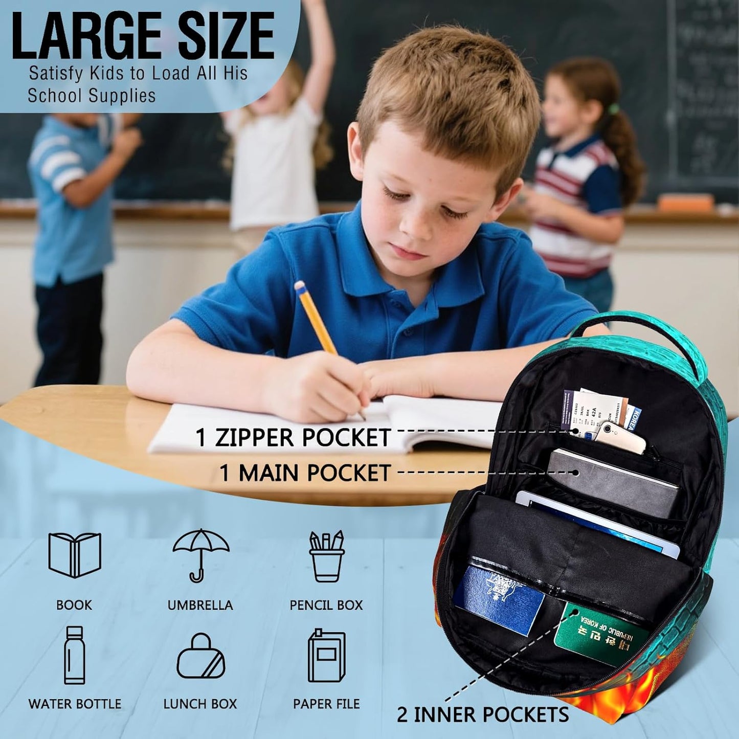 School Backpack for Boys Basketball Backpack for Kids Boys Ages 6-18 Elementary Middle School Students Kids' Backpacks Basketball Themed Bookbag Travel Back Pack