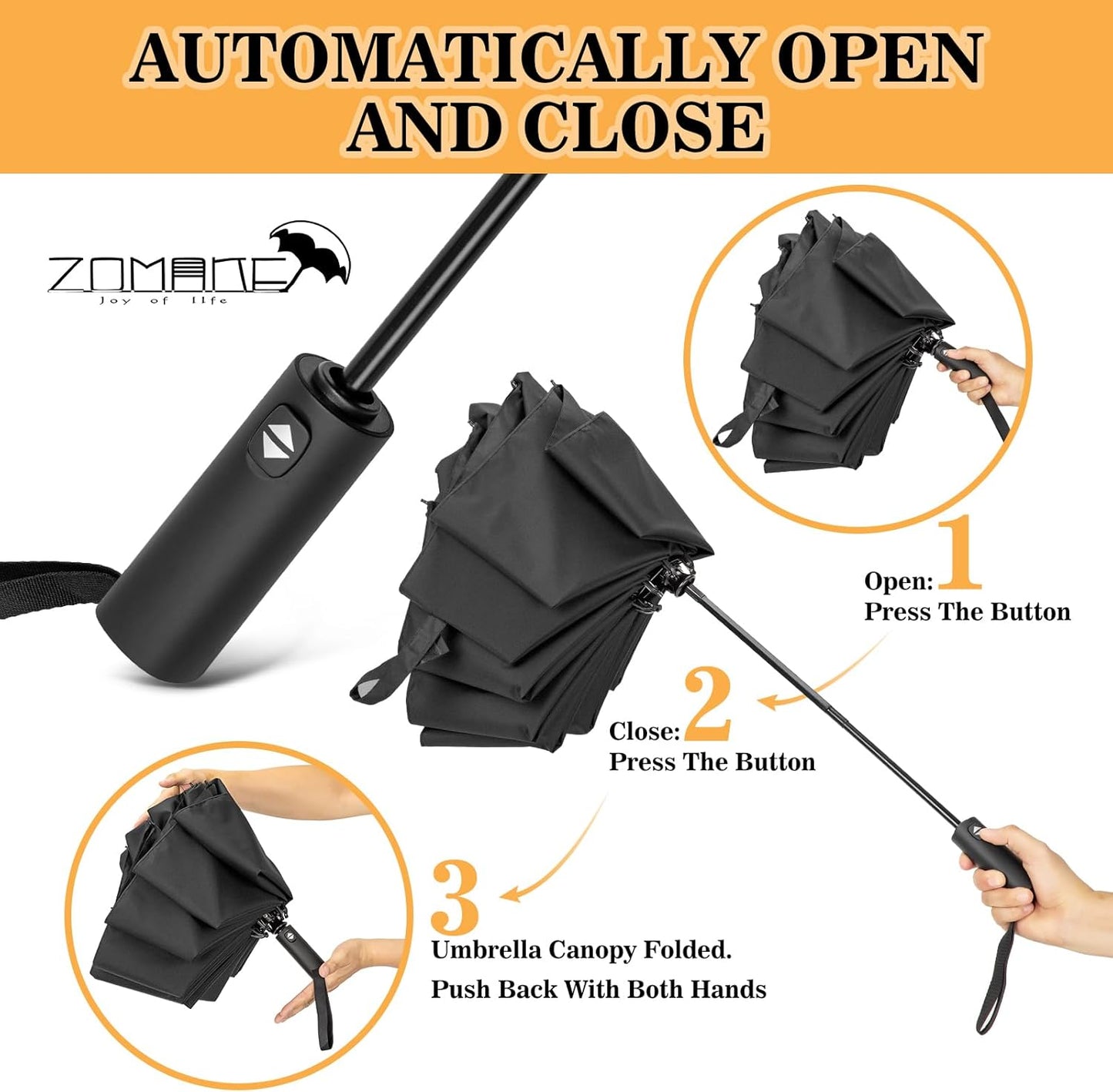 ZOMAKE Compact Golf Umbrella 42/54/62 Inch,Large Golf Umbrellas Windproof Automatic Open Portable Collapsible Travel Umbrella for Men Women