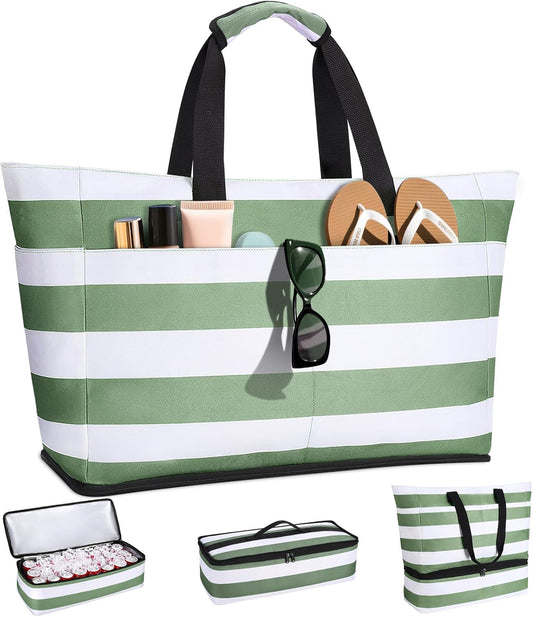 Beach Bag with Cooler, 54L Large Waterproof Sandproof Travel Tote Bag, Duffel Weekender Bag for Packing/Travel/Gym