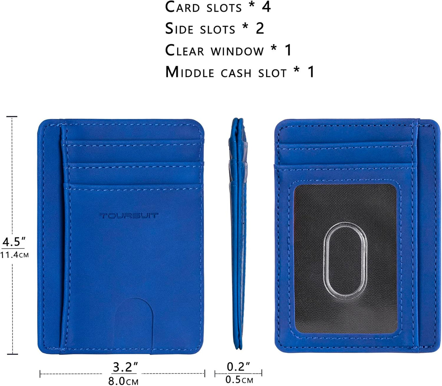 TOURSUIT Travel Minimalist Slim Front Pocket Wallet for Men Women, RFID Blocking Credit Card Holder Case (Dark Blue)