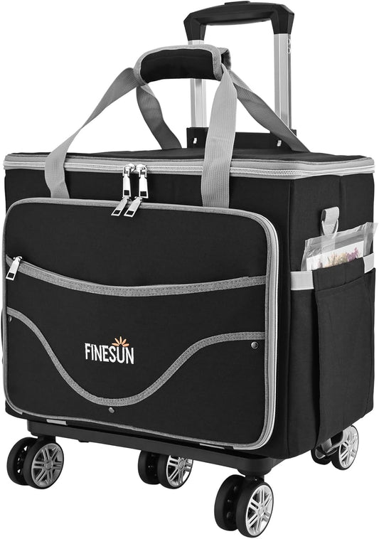 Rolling Tote Bag for Women Teacher Bag Rolling Cart Briefcase with Wheels Carry on Wheeled Bag for Work,Office,Craft Black