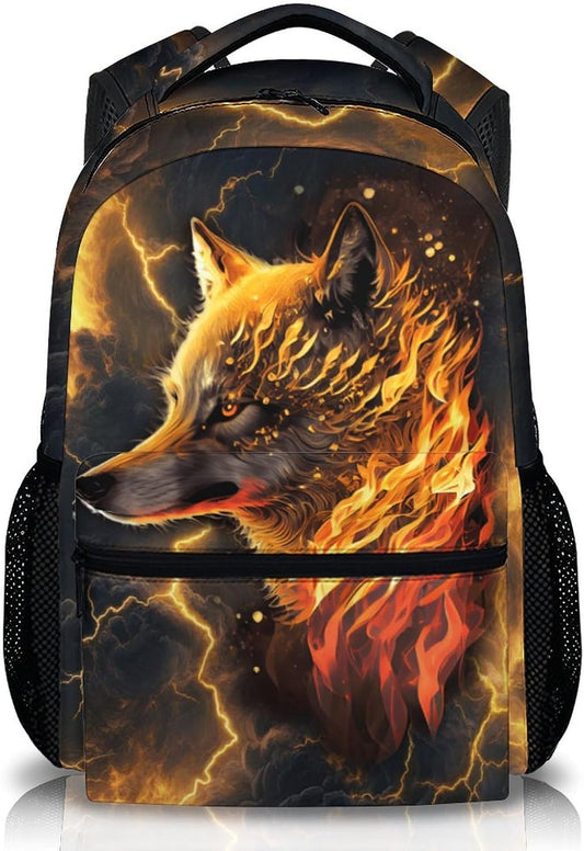 Boys Schoolbag, Cool Wolf Backpack for Kids, Gift for Birthday, Colorful Casual Kids Bookbag for Preschool Elementary Kindergarten Vacation Travel