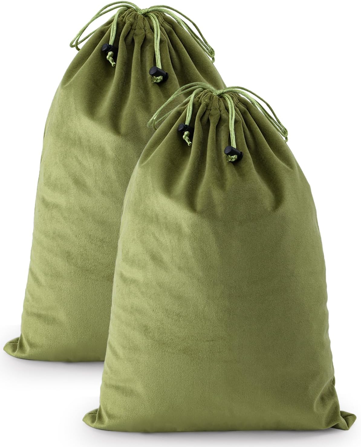 FantasyLife Shoe Bags for Travel, 2 PCS Washable Dust Bags for Storage & Packing, Flannel Shoe Pouch with Drawstring Closure for Purses, Handbags, Shoes & Toys (Sage Green)