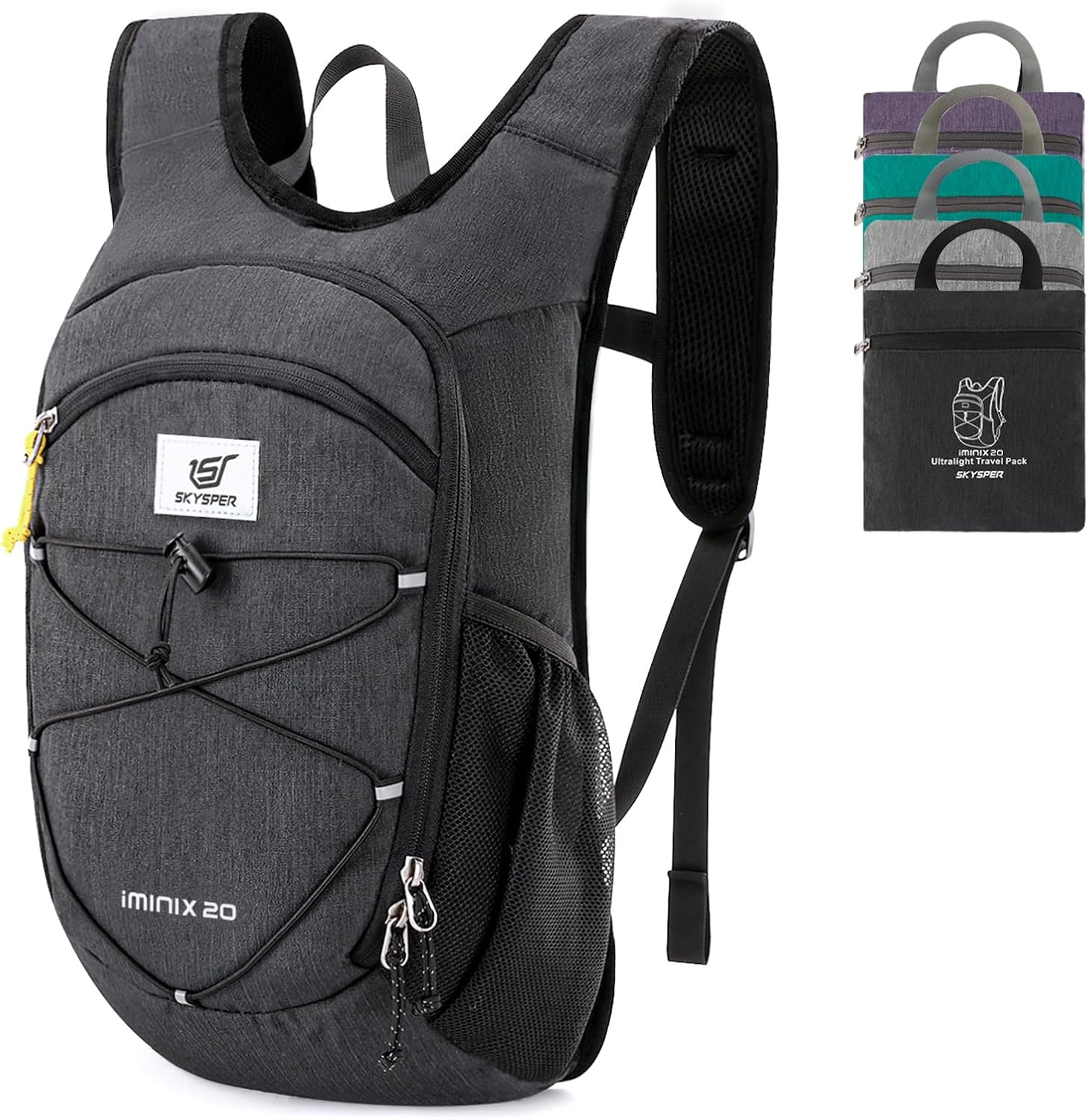 SKYSPER 15L/20L Foldable Hiking Backpack Lightweight Packable Travel Daypack with Chest Strap Small