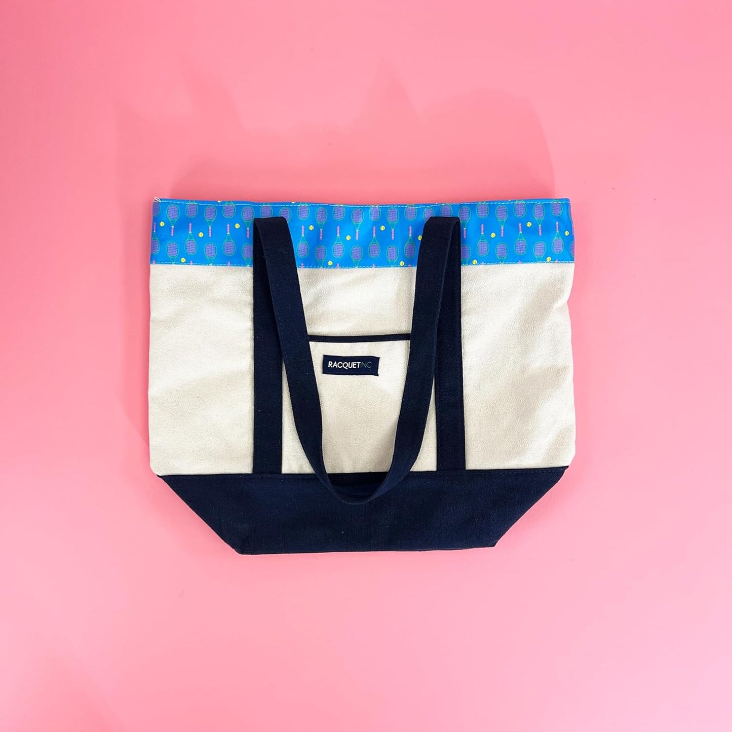 The Off-Court Pickleball Carryall Tote Bag – Stylish Canvas Tote with Blue Pattern, Zippered