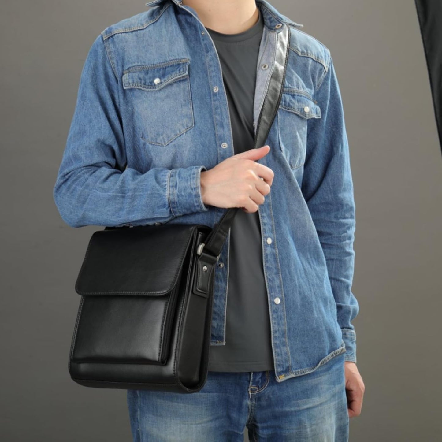 Genuine Leather Messenger Bags Mens Shoulder Crossbody purse Work Business Vintage lager Capacity