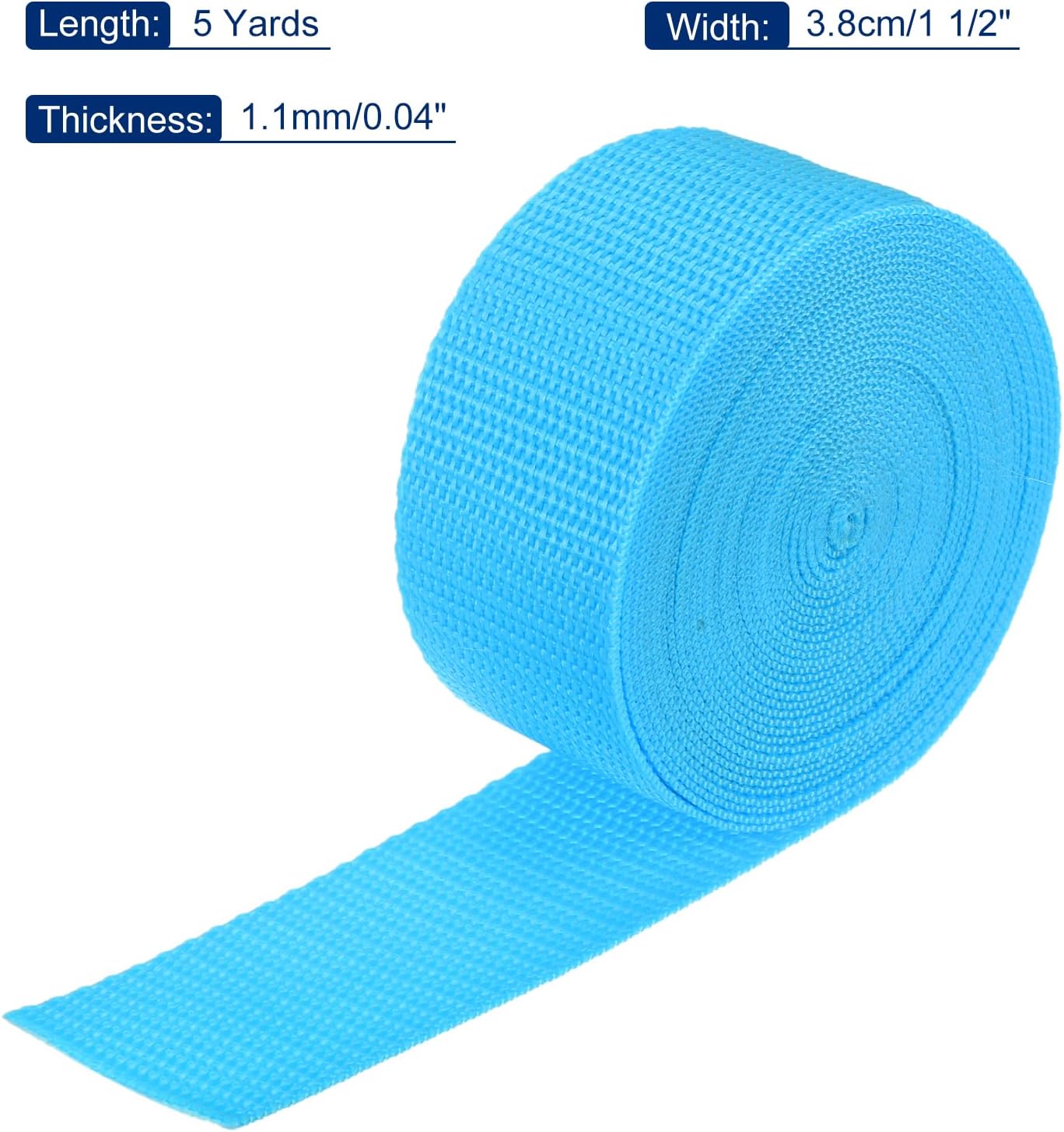 MECCANIXITY Lightweight Polypropylene Webbing Strap 1 1/2" 5 Yard Backpack Strapping Band Aquamarine Blue for Outdoor Luggage Cargo Straps