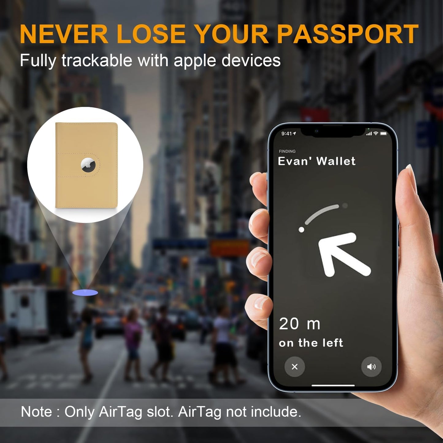 Genuine Leather Passport Holder for Travel Passport Covers with AirTag Slot Passport Wallets for