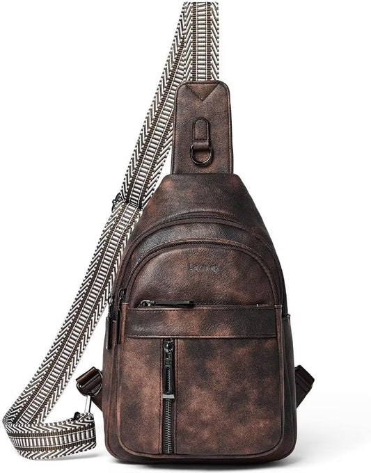 7L Sling Bag For Women Men Backpack Fanny Pack Crossbody Chest Travel Shoulder Belt Bags Purse Handbag PU Leather