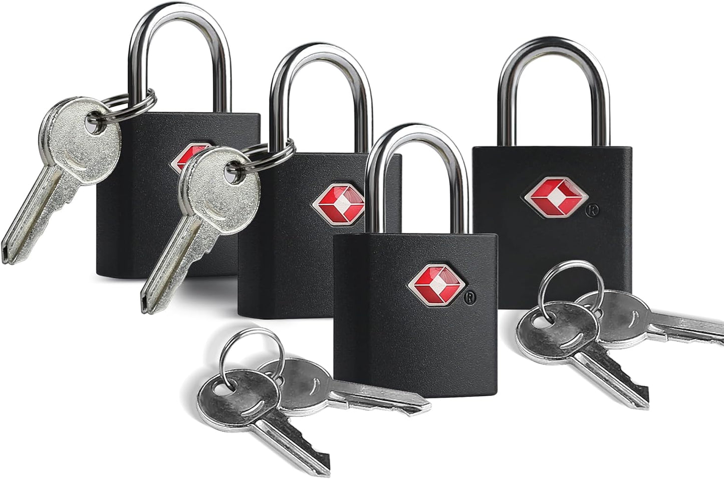 TSA Locks for Luggage with Keys, Travel Luggage Locks TSA Approved 4 Pack, Small Padlock with Key, Keyed Alike Mini Padlock for Suitcase, Backpack, Bag, Zipper, Case, Box, Small Locker