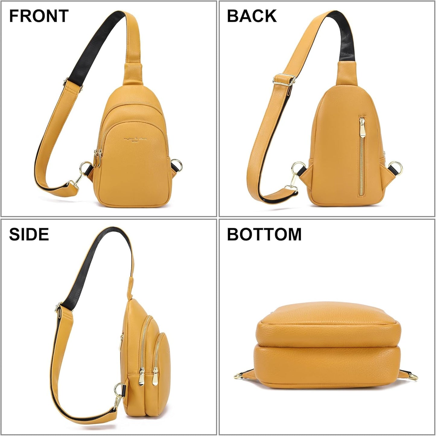 INICAT Crossbody Sling Bags Travel Cross Body Purses Faux Leather Fanny Packs Chest Bag for Women