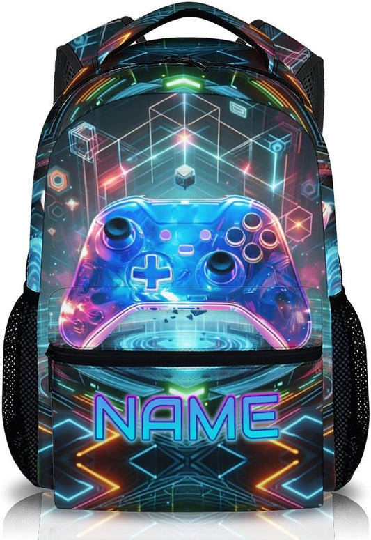 Kids Backpacks for Boys, 17" Back to School Gifts for Kids Children 8-12, Personalized Game Bookbag Supplies with Pockets for Preschool Elementary, Custom School Backpacks for Gaming Lovers