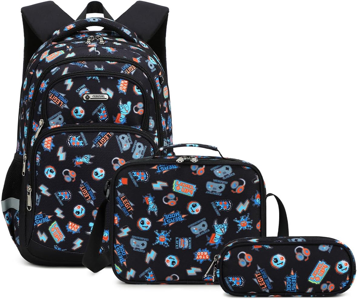Cusangel Kids school Backpack with lunch bag for Girls,Elementary 6-10years Bookbag nylon large capacity backpack,Daypack