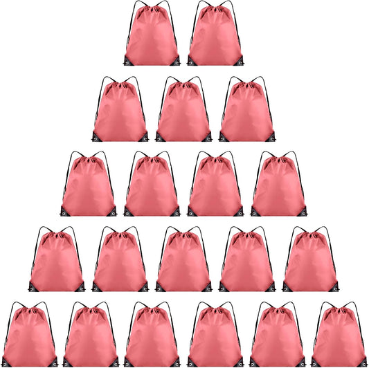 20 Pieces Drawstring Backpack Bulk Cinch Sackpack Ployster Drawstring Bags for Gym Party Trip(Peachy)