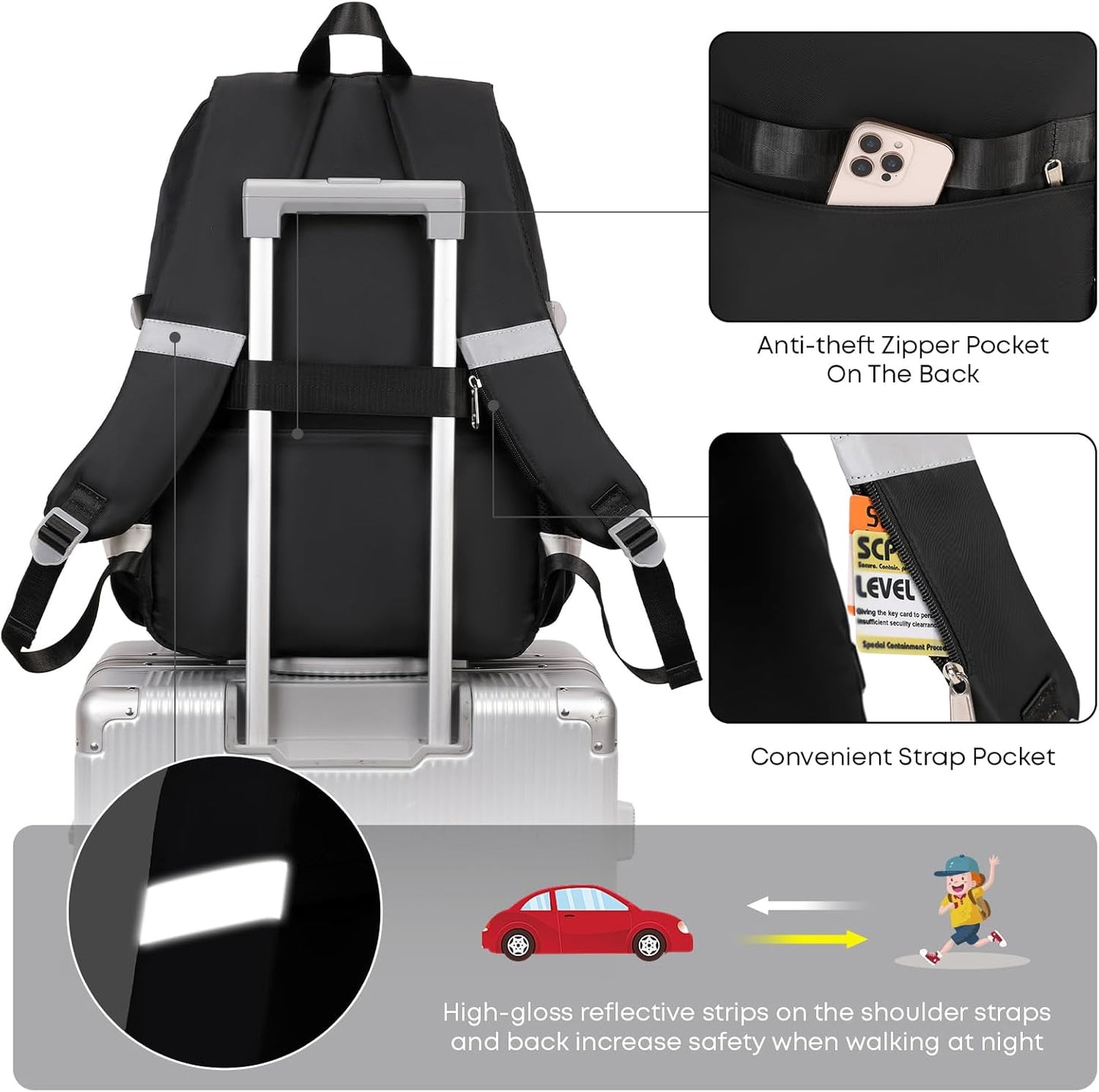 3PCS School Backpack For Student Women College Middle High Teen Girls Bookbag Waterproof Laptop Bag