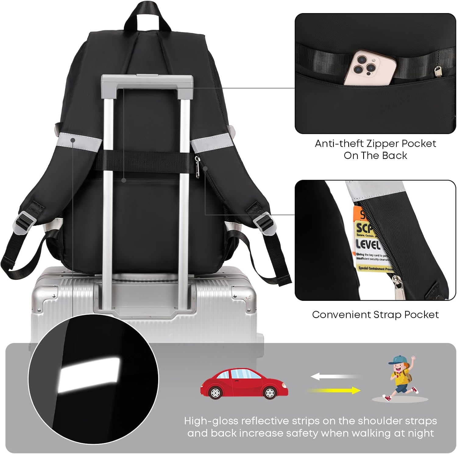 3PCS School Backpack For Student Women College Middle High Teen Girls Bookbag Waterproof Laptop Bag