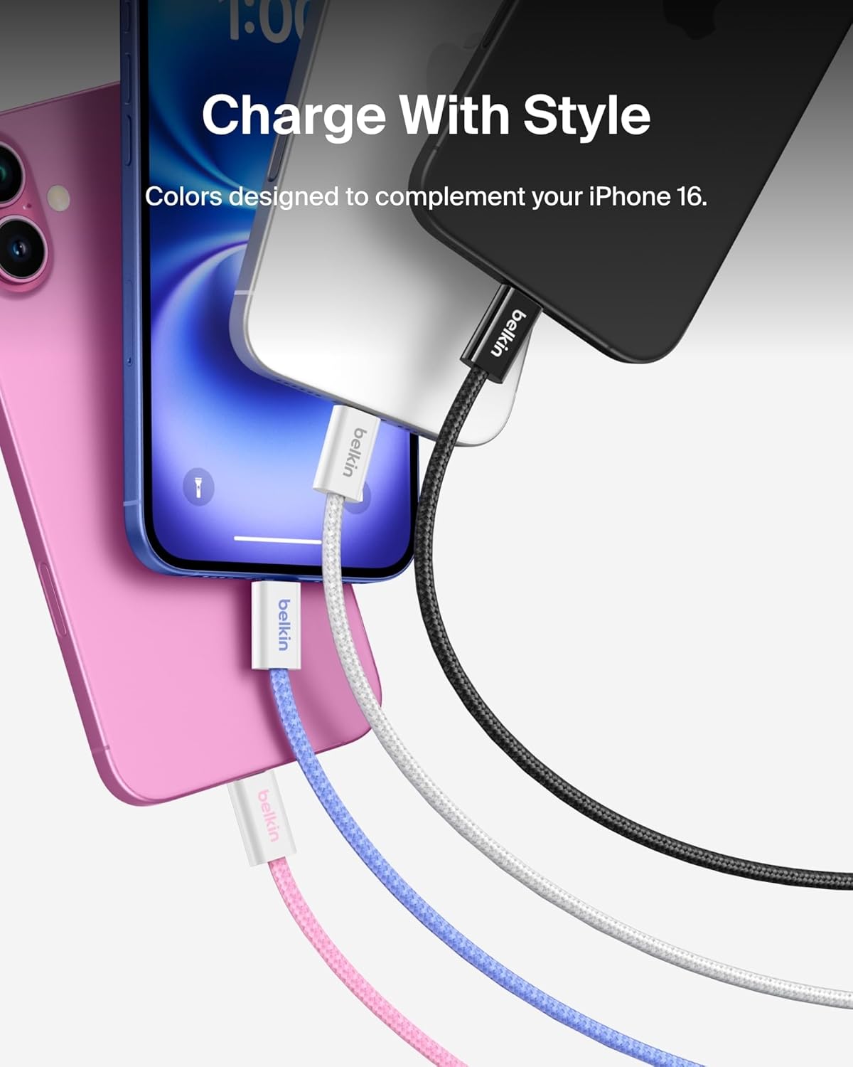Belkin USB C to USB C Cable 2-Pack, 9.9ft, 60W - Type C Charger, iPhone Charger Cord, Soft, Braided, Flexible for iPhone 17, Galaxy S25, Pixel 10, Airpods, iPad Pro & More, Travel Essentials - Pink
