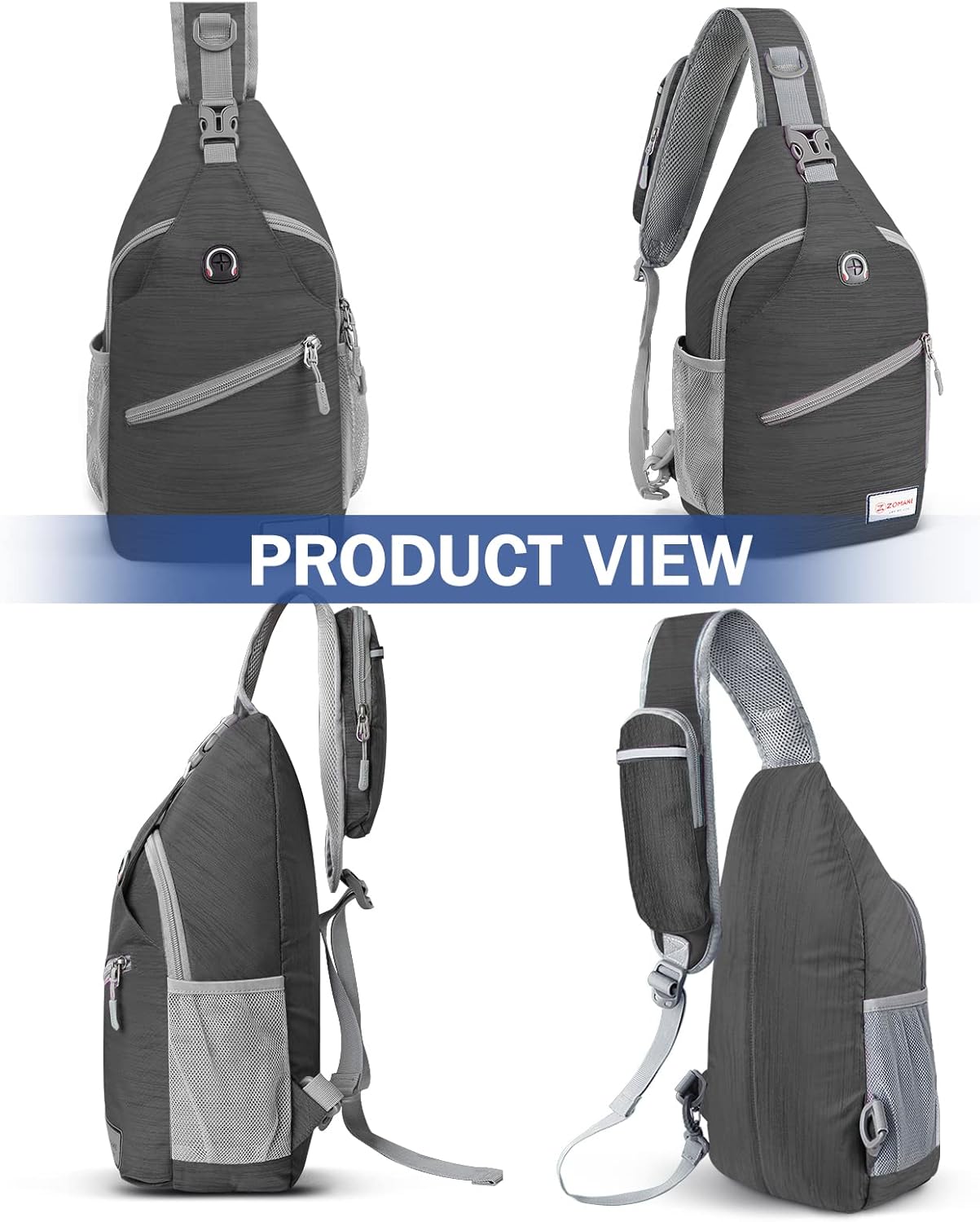 ZOMAKE Sling Bag,Small Crossbody Sling Backpack,Water Resistant Shoulder Daypack for Travel,Anti