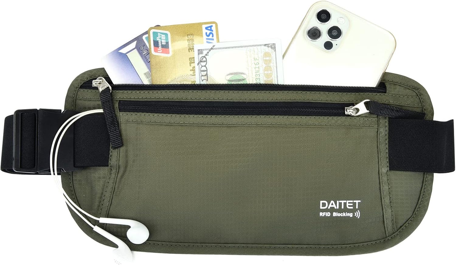 RFID Blocking Money Belt for Men Women, Slim Fanny Pack for Travel，Running,Conceal Waist Wallet for