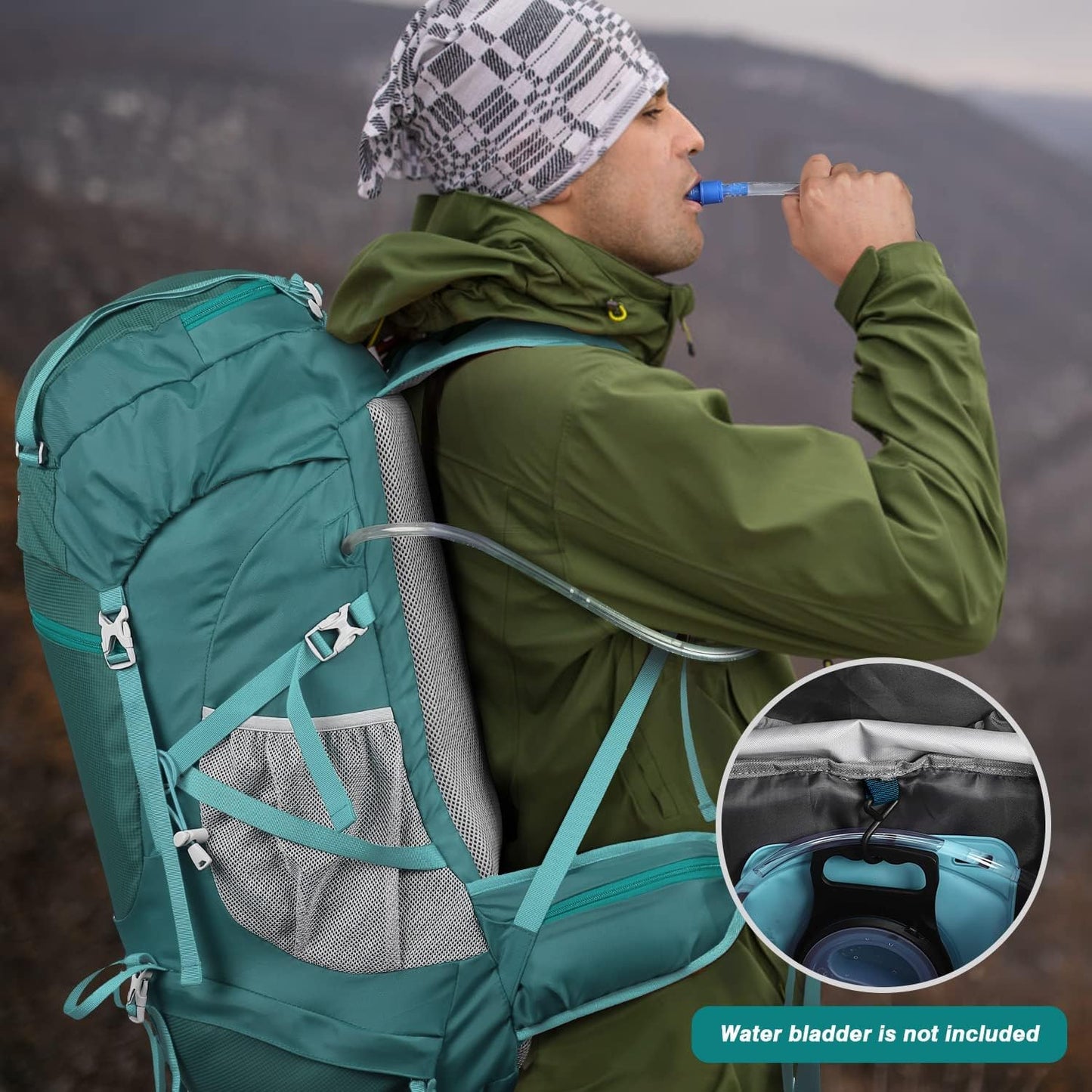 HOMIEE 50L Hiking Backpack Travel Bag Waterproof Camping Rucksack with Rain Cover Lightweight Backpacking Backpack