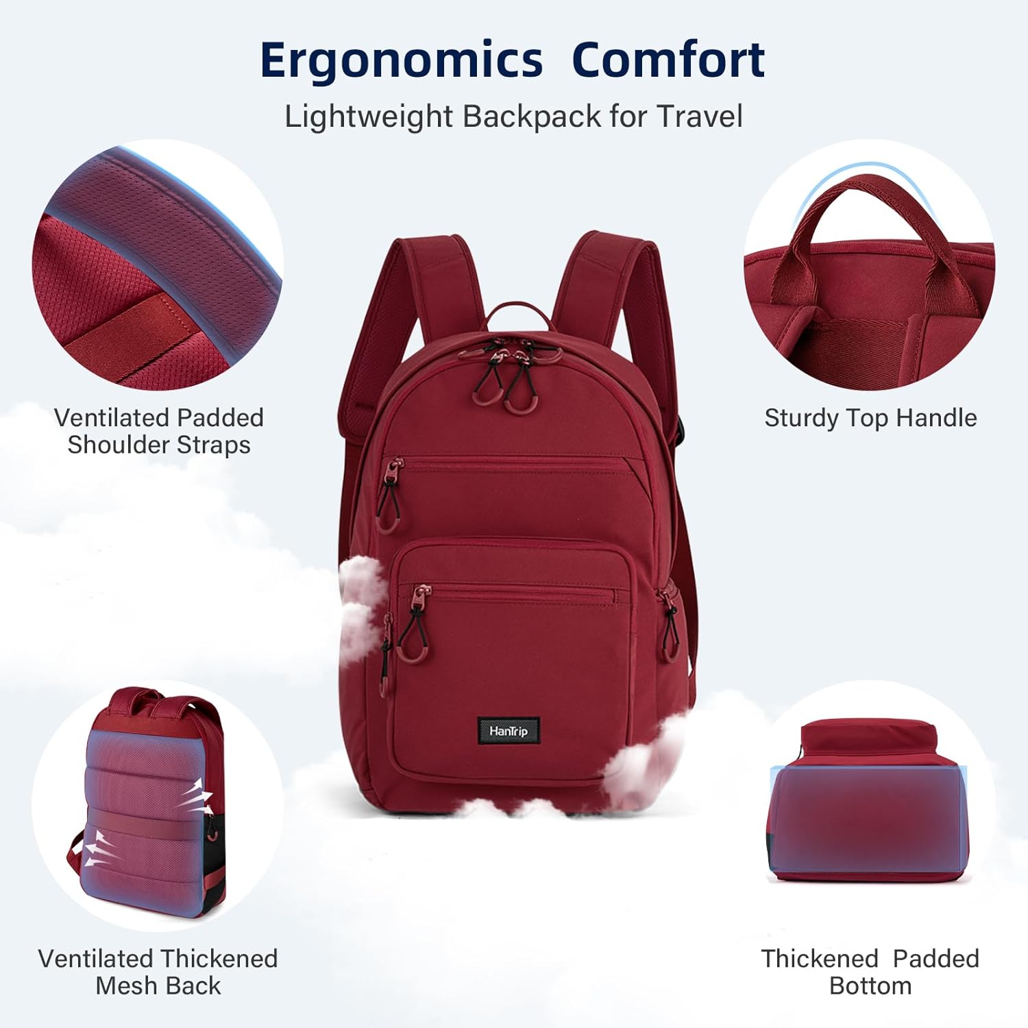 Carry On Travel Backpack For Women, 18 Inch Water Resistant Large Backpack Lightweight Bookbag For