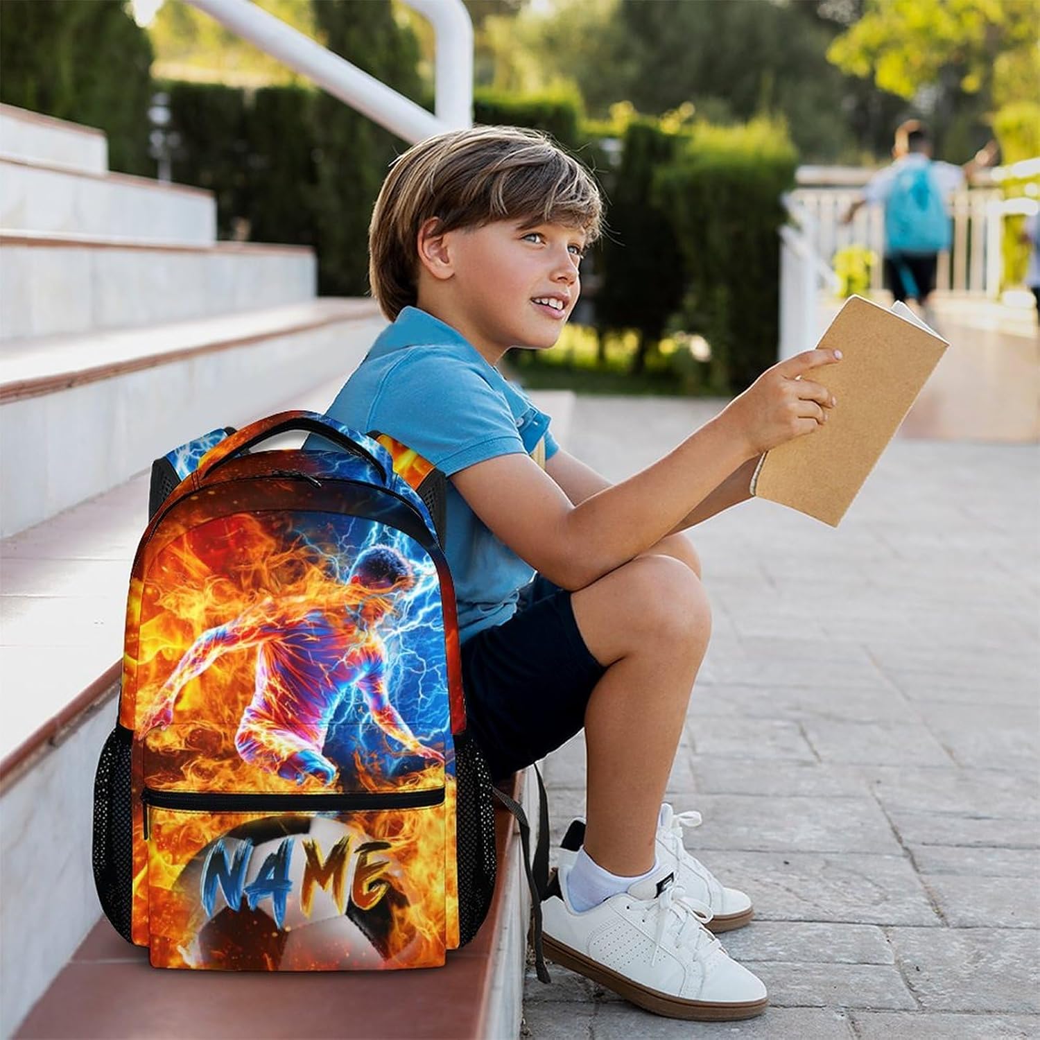 Boys Backpacks for Kids School, Soccer Backpack with Custom Name for Elementary Middle Primary High
