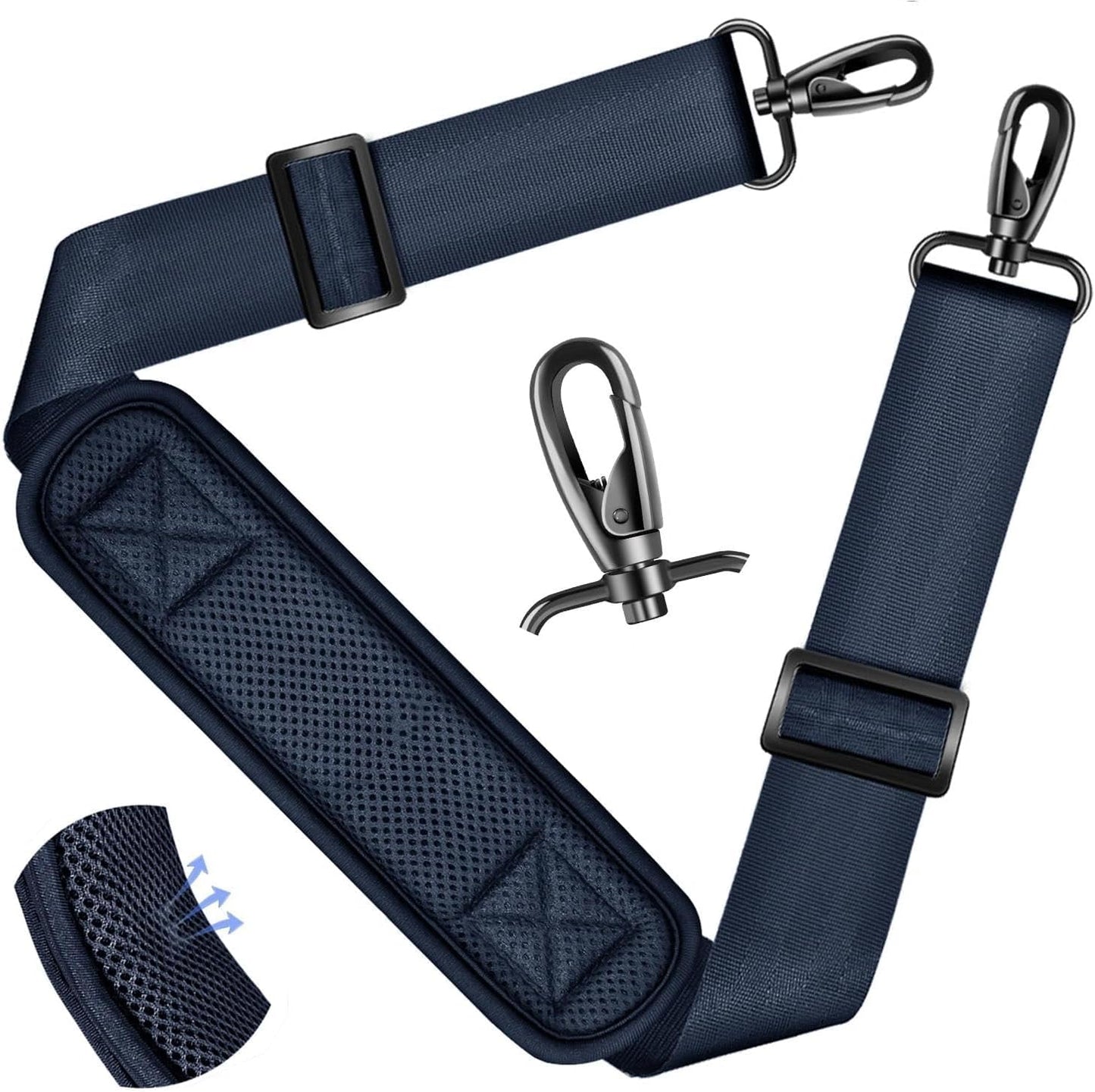 ZINZ Shoulder Strap - 59 Inch Universal Heavy-duty Adjustable Strap with Ultra-thick Fixed Breathable Pad for Laptop, Gym, Camera Bag and More -Dark blue