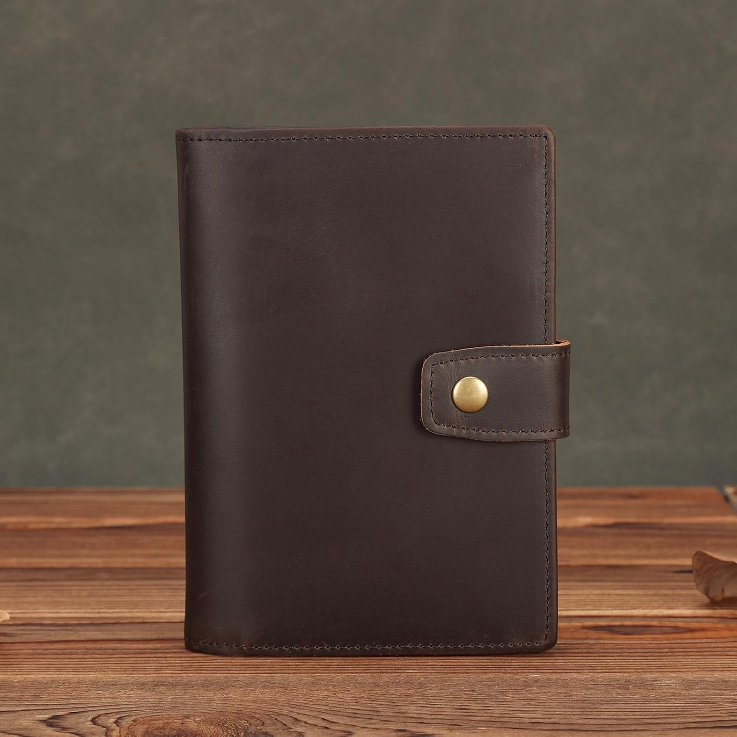 Polare Slim RFID Blocking Leather Passport Holder Travel Bifold Wallet For Men (Dark Brown(Snap Version))