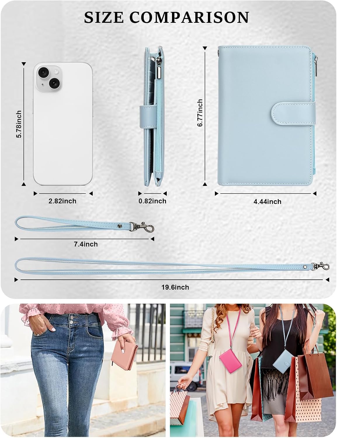 RFID Passport Holder for Women/Men Travel Gifts, Large Capacity Passport Wallet, Family Travel Documents Organizer with Card/Airtag Slots, Zipper coin pocket, Cash Holder Passport Cover Case (Blue)