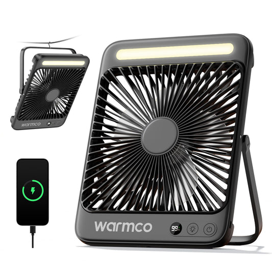 Warmco D4 Battery Powered Camping Fan 20000mAh, LED Lantern