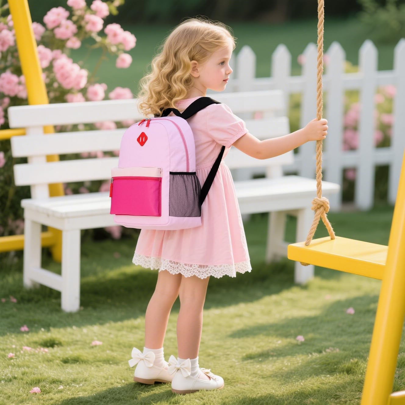 Kids Backpack Kindergarten Toddler School Backpacks 3-6 Years for Boys and Girls with Chest Buckle (Pink Purple, Medium-15 H)