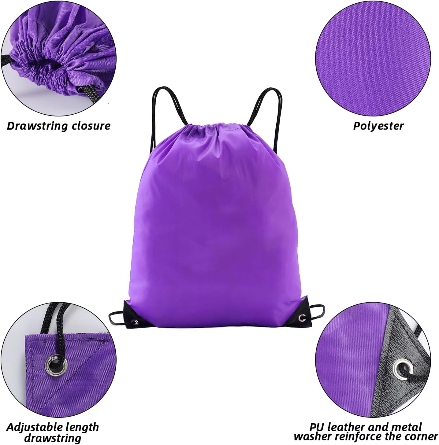 50 Pcs drawstring backpack,multi functional drawstring bag Bulk,Draw String Bags,Cinch Bag essential for gym travel, nunisex, loose and portable (50, Purple)