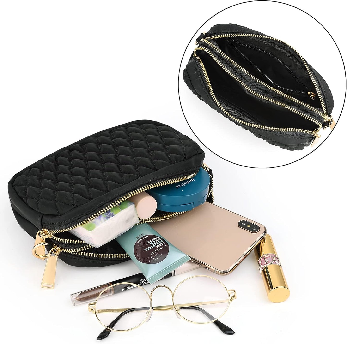 UTO Fanny Pack for Women 5 Ways Convertible Chest Bag Waterproof Fashion Lightweight Travel Waist Pack Purse