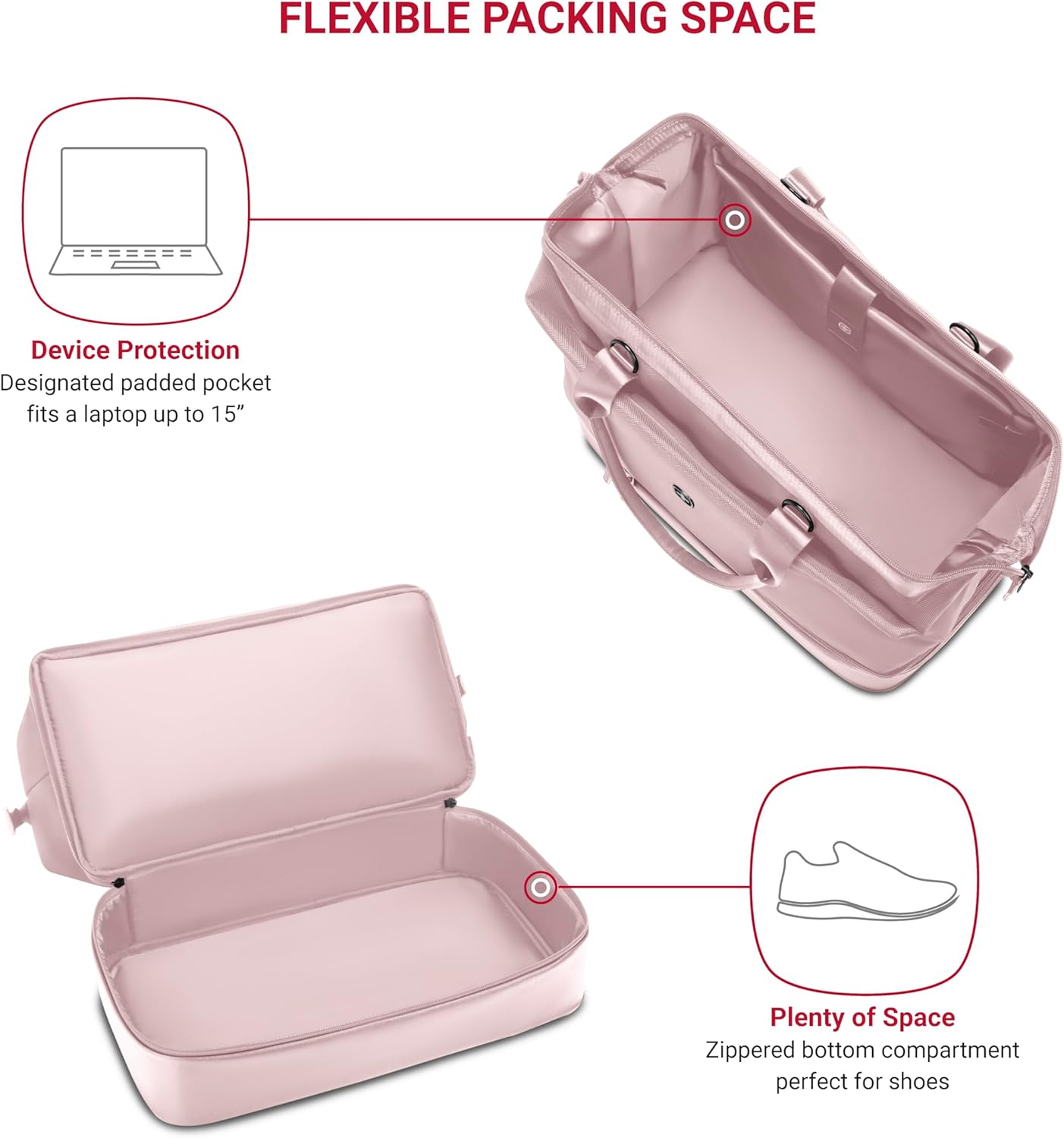 SwissGear 7366 Hardside Expandable Luggage with Spinner Wheels, Pink, 2-Piece Set (Weekender/27)