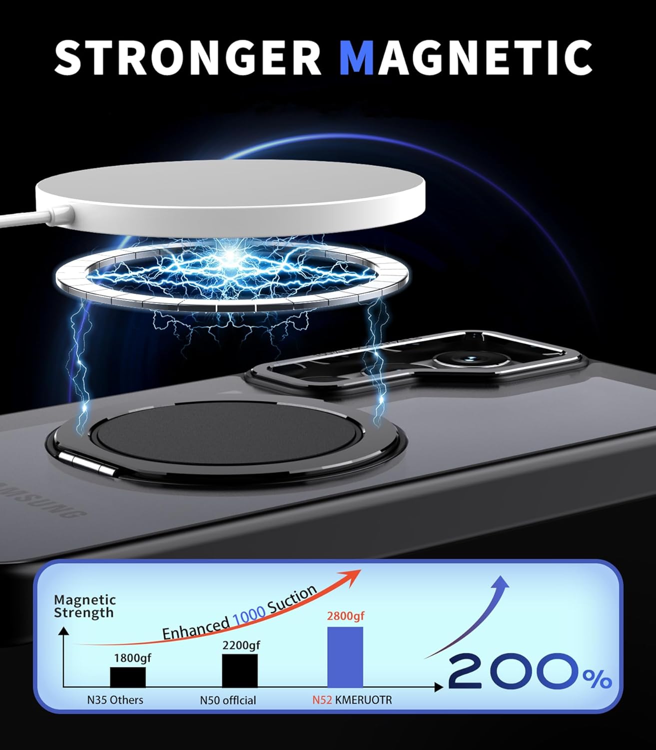 Magnetic Stand Case for Samsung Galaxy S23 6.1" [with 2 Screen Protectors] [360° Rotation Magnetic Stand] [Compatible with Magsafe] Military-Grade Drop Protection Case, Black