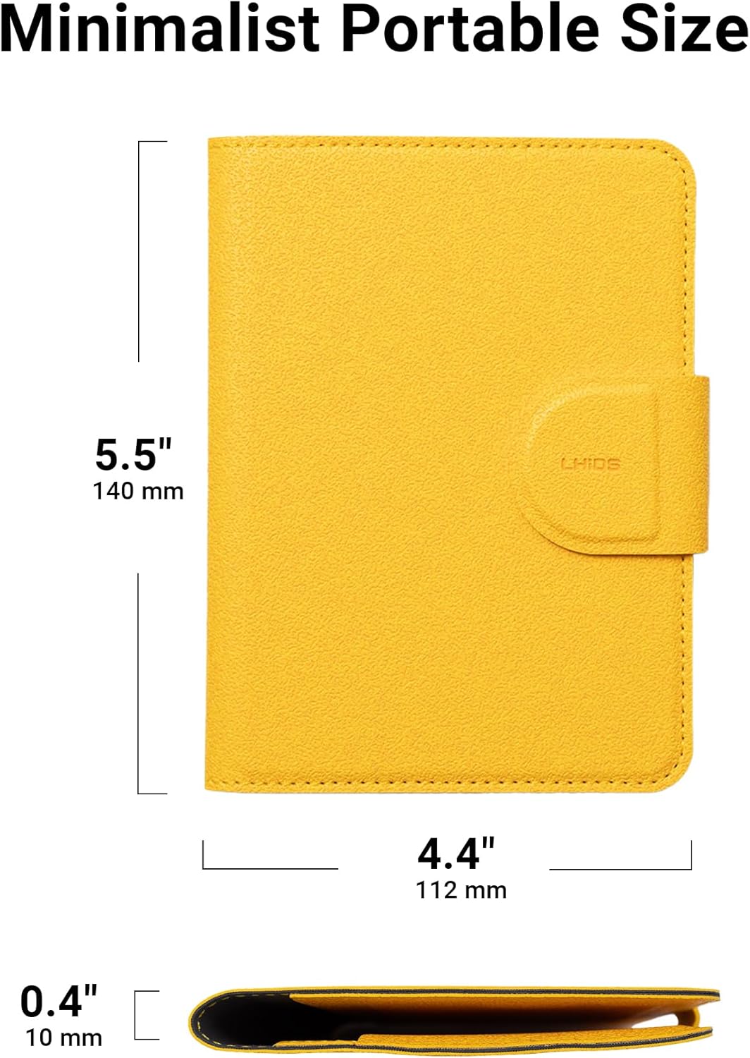 LHiDS Leatherette Passport Holder with RFID Protection, Premium PU Leather, Snap Button Closure, Travel Passport Wallet Cover for Passport, Boarding Passes, Business Cards, Cash (Yellow)