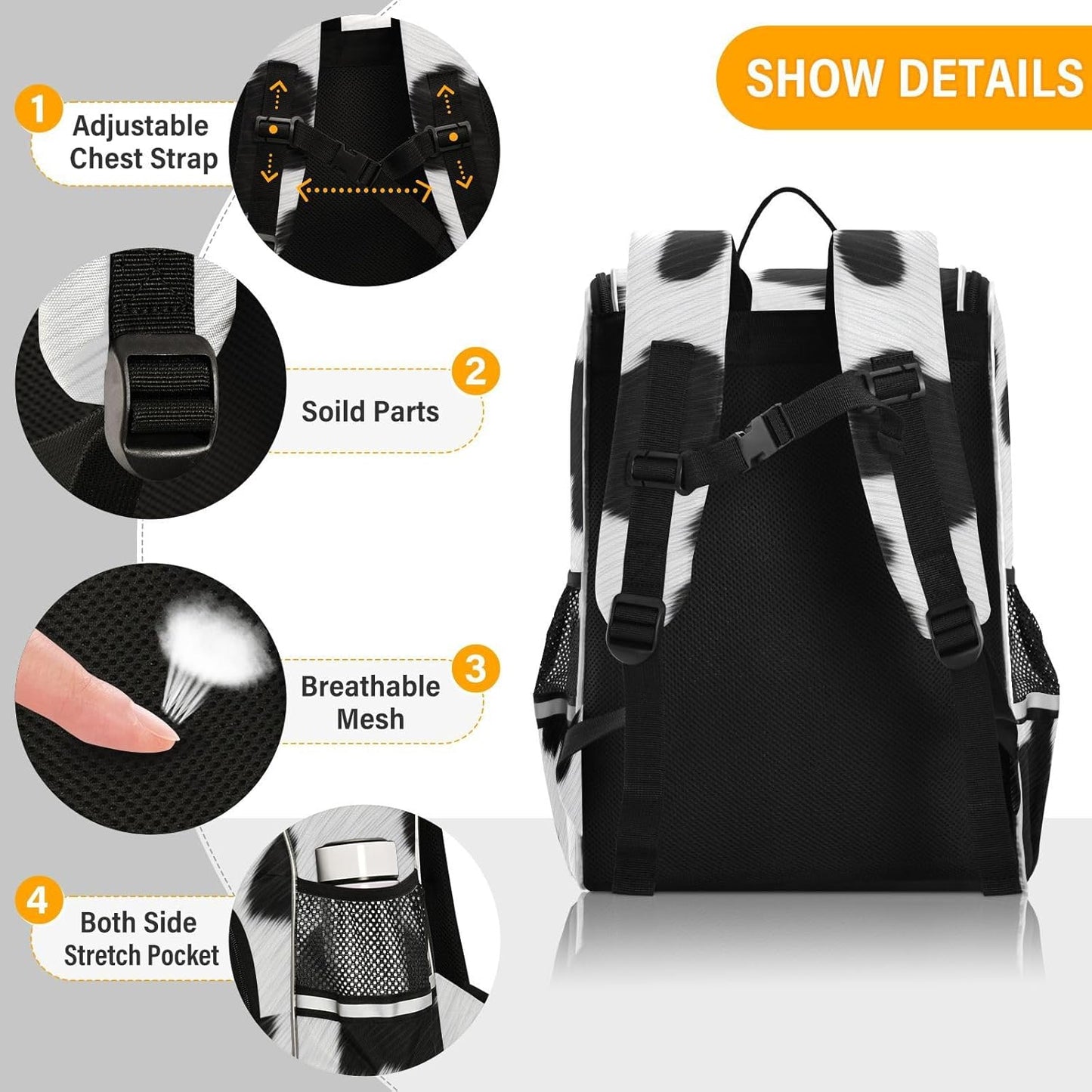 Cow Print Cute Backpack For Girls Kids Backpack Boys Teen School Bag Bookbag Travel Daypacks