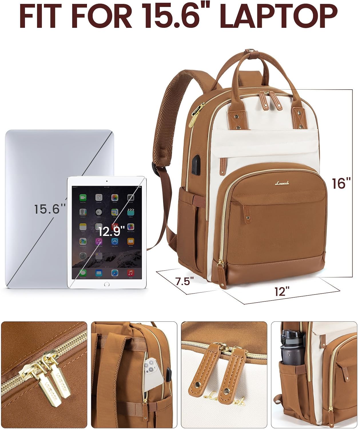 LOVEVOOK Backpack for Women,Laptop Backpack Women,Fits 15.6 Inch Laptop Computer Bag,Teacher College Backpack Purse,Fashion Waterproof Travel Work Anti-theft Backpack for Traveling on Airplane Daypack