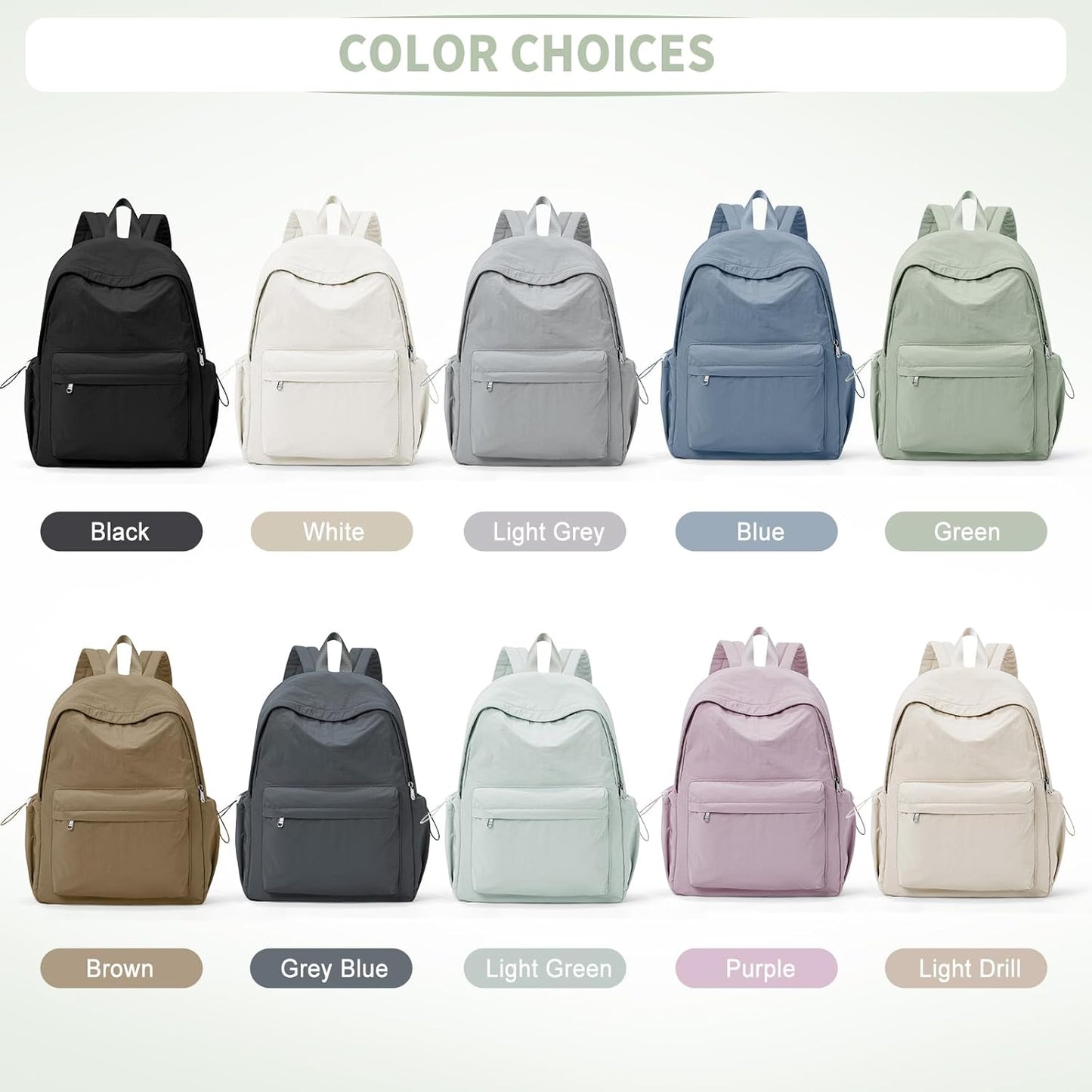 Simple School Backpack For Women Men Aesthetic Medium Backpack Lightweight Casual Daypack College Backpacks Cute Bookbag for Teens Girls Boys Basic Bagpack（Green）