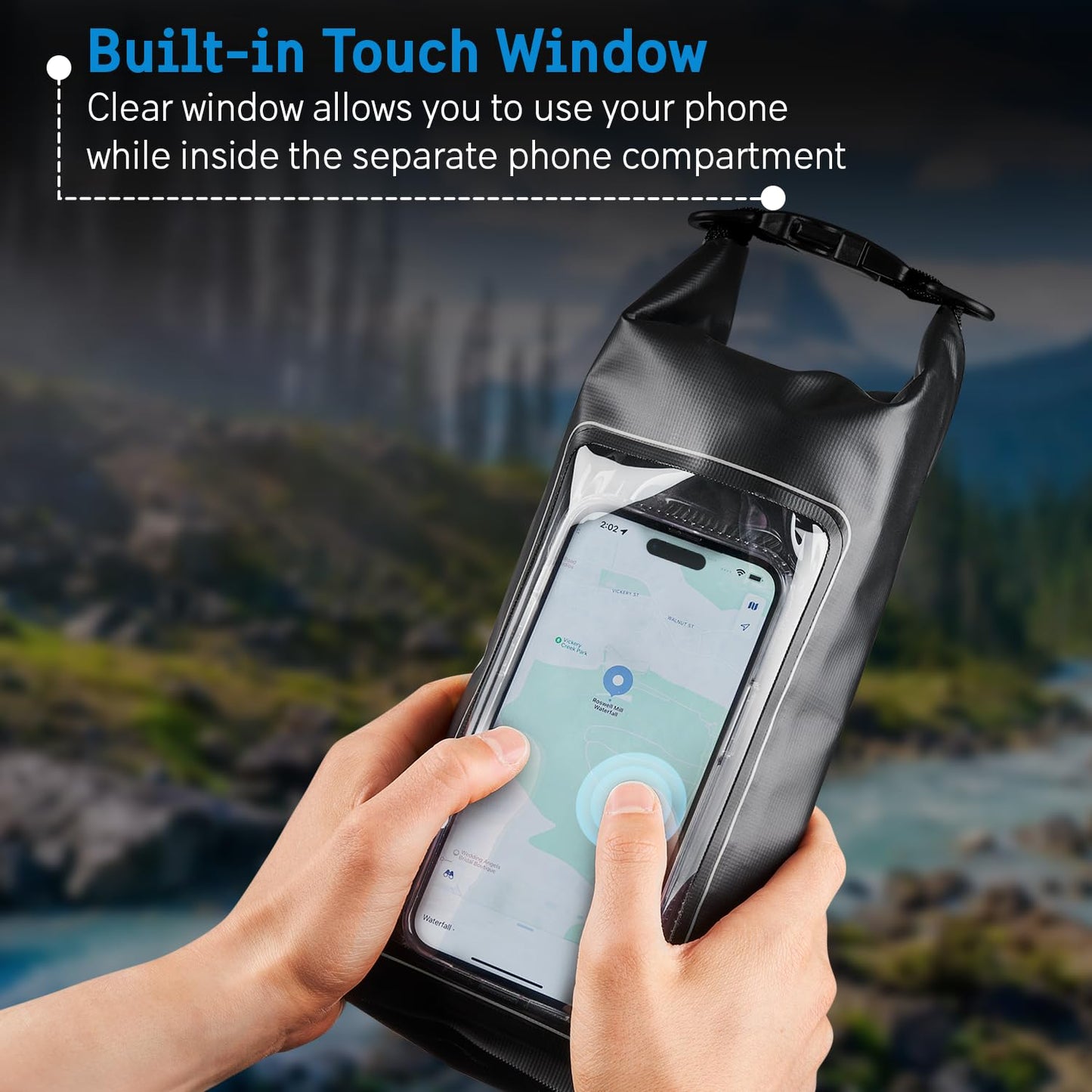 Pelican Marine IP68 Waterproof Dry Bag 2L with Phone Pouch/Case - Black