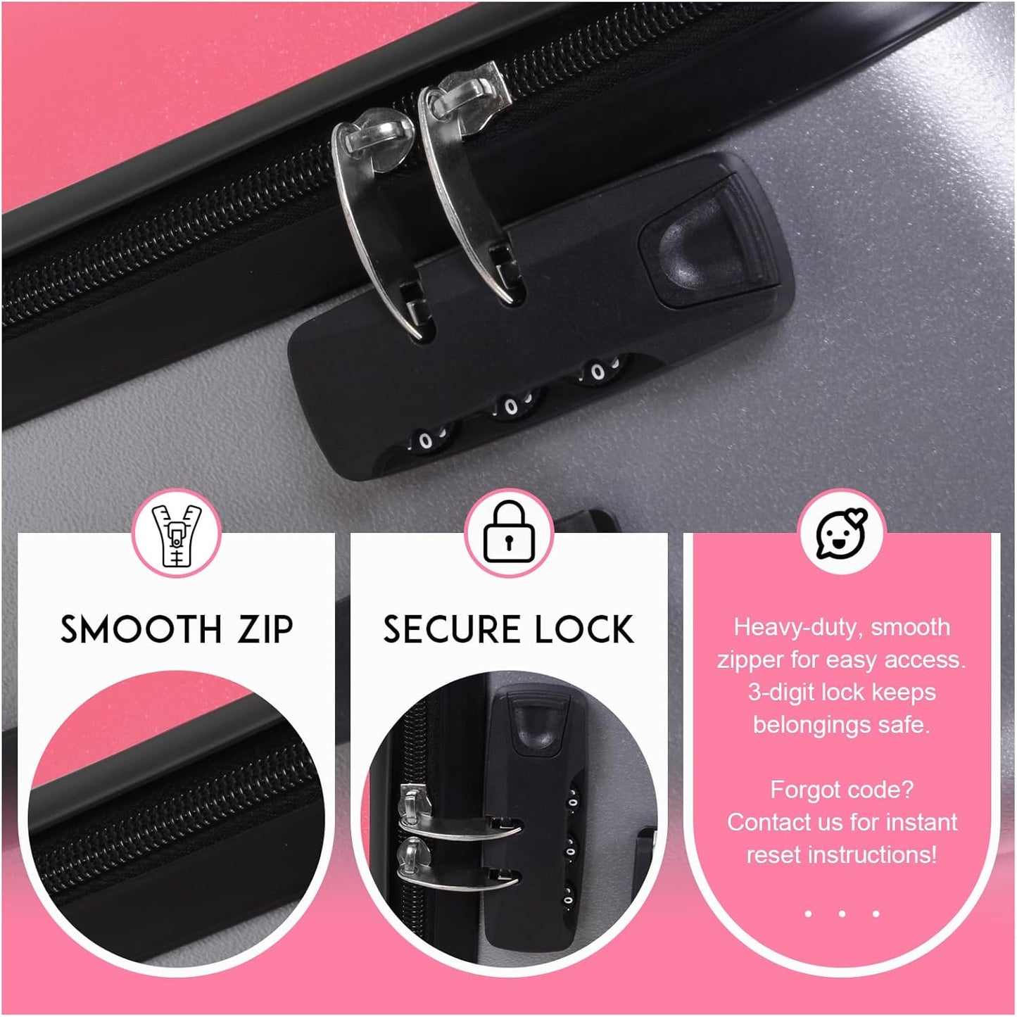3-in-1 Carry On Luggage with Removable Cart | 20” Hardside Suitcase, Detachable Travel Tote & Foldable Utility Cart with 3 Adjustable Heights | for Adults, Kids, Shopping & Travel | 42L, 5KG (Pink)